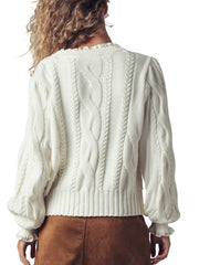 Lace Trim Cable Pullover Sweater