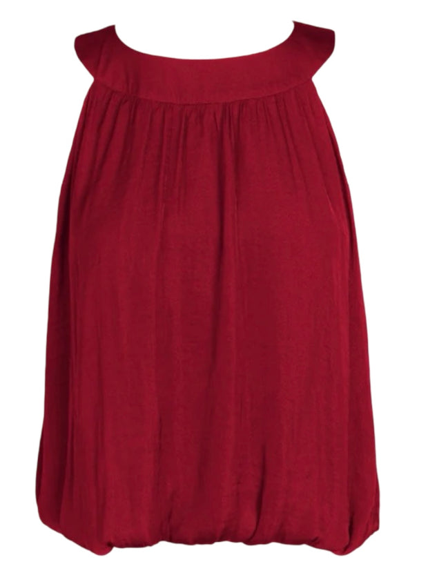 Wide Round Neck Billowy Sleeveless Top