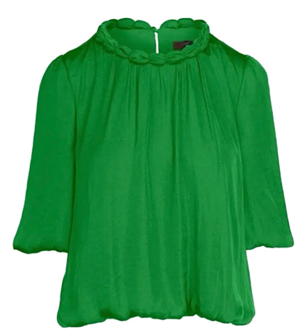 Round Neckline Accent Billowy Blouse