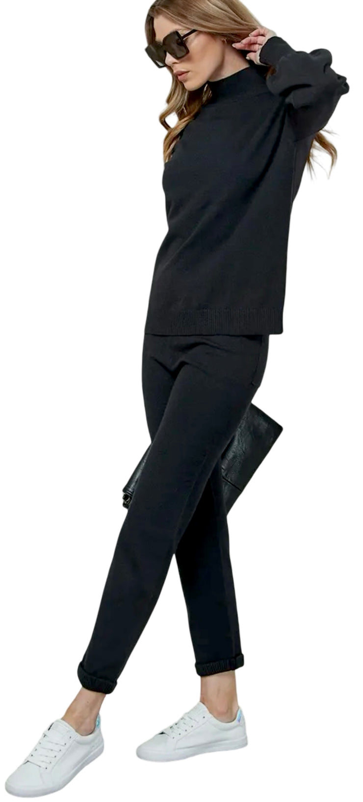 Knit Solid Top and Pants Casual Set