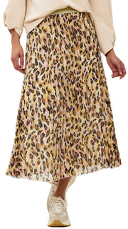 Plisse Leopard Skirt