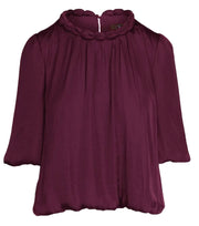 Round Neckline Accent Billowy Blouse