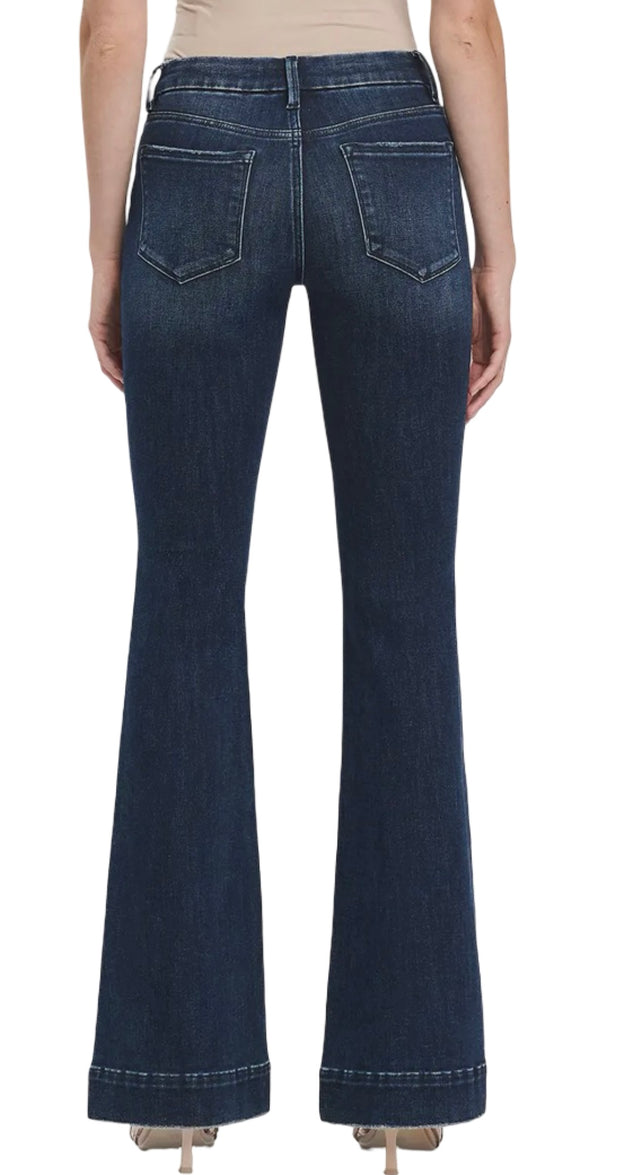 Mid Rise Full Length Flare Jeans