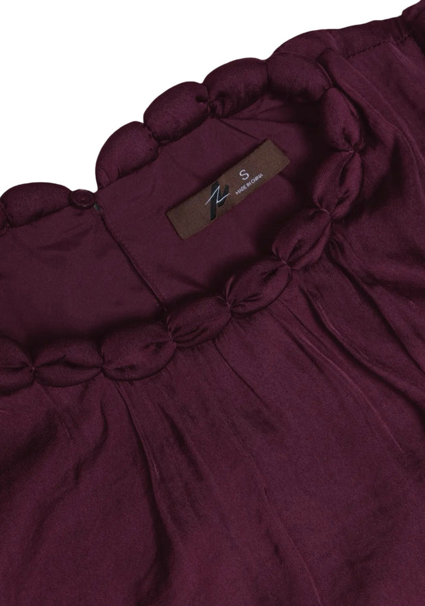Round Neckline Accent Billowy Blouse