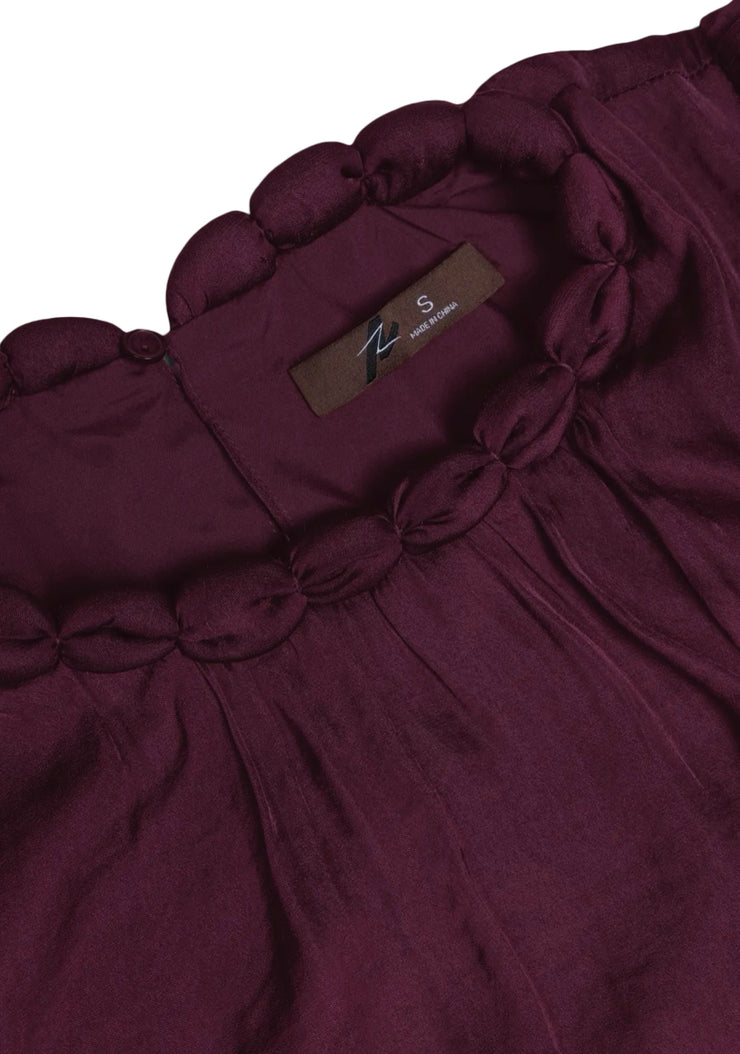 Round Neckline Accent Billowy Blouse