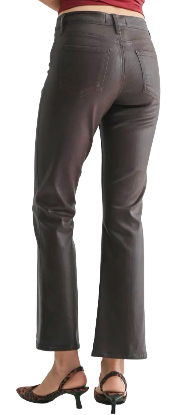 Coated Espresso Slim Cropped Bootcut