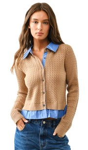 Cable Mixed Media Cardigan