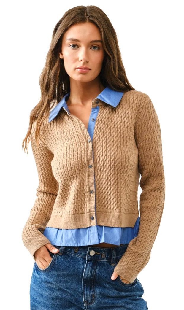 Cable Mixed Media Cardigan