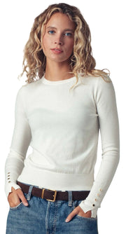 Polished Button Cuff Slim Knit Top