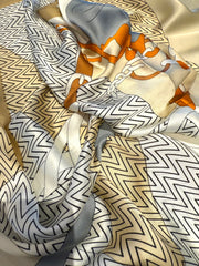 Buckle And Chain Print Silk Scarf