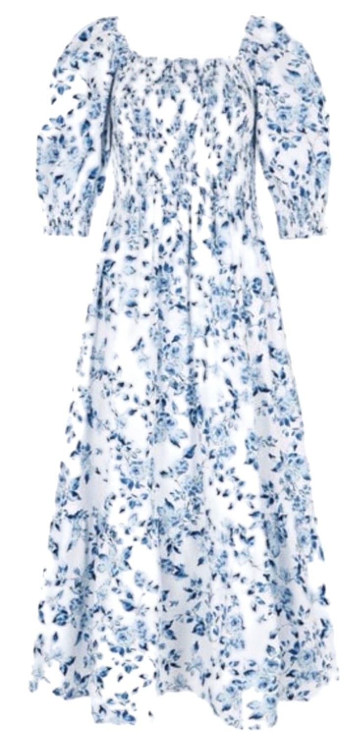 Floral Print Smock Cotton Dress