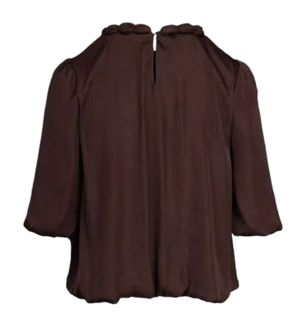 Round Neckline Accent Billowy Blouse