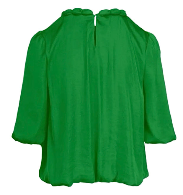 Round Neckline Accent Billowy Blouse