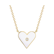 Enameled Heart w/ Diamond 14kt Gold Necklace