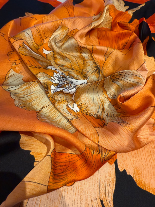 Fall Floral Silk Scarf