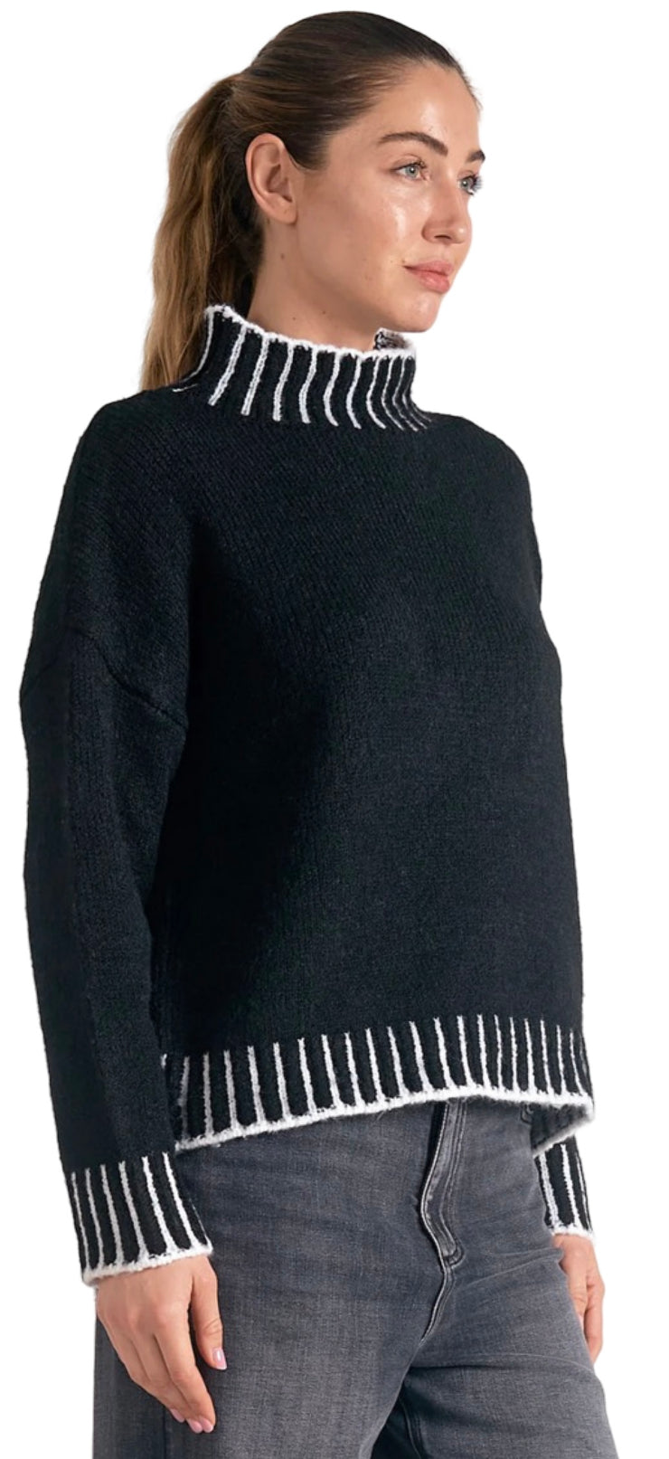 Mock Neck Pullover Sweater