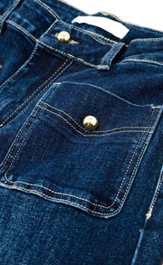 Straight Leg Front Button Pocket Jeans