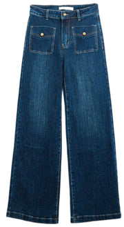 Straight Leg Front Button Pocket Jeans