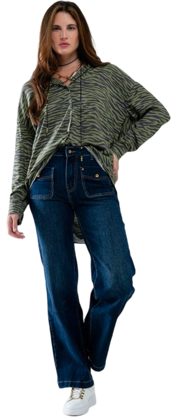 Straight Leg Front Button Pocket Jeans