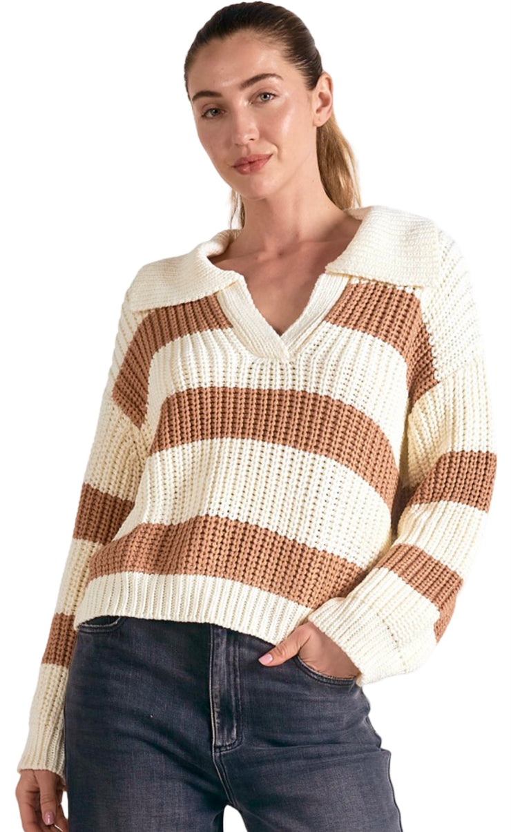 Stripe Collared  Sweater