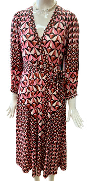 Geometric Faux Wrap Dress