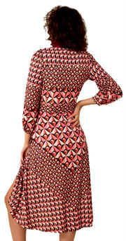 Geometric Faux Wrap Dress