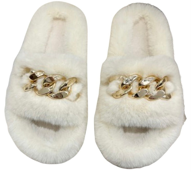 Furry Slipper w/ Large Link Chain