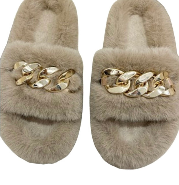 Furry Slipper w/ Large Link Chain
