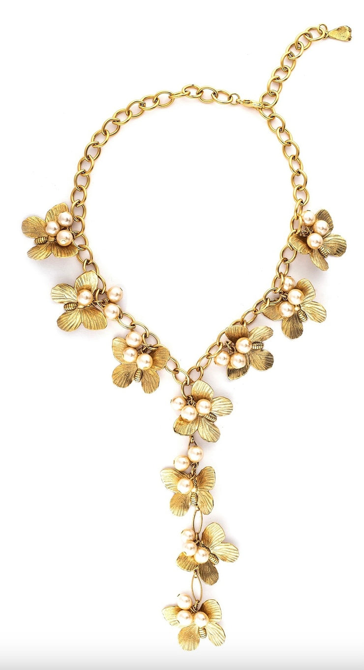 Butterfly & Pearl Dangle Necklace