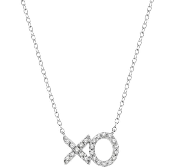 White Gold & Diamond XO Necklace