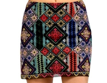 Embroidered Patchwork Skirt