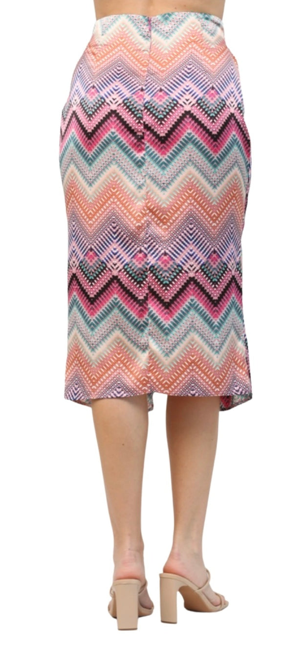 Abstract Print Twist Waist Tie Skirt