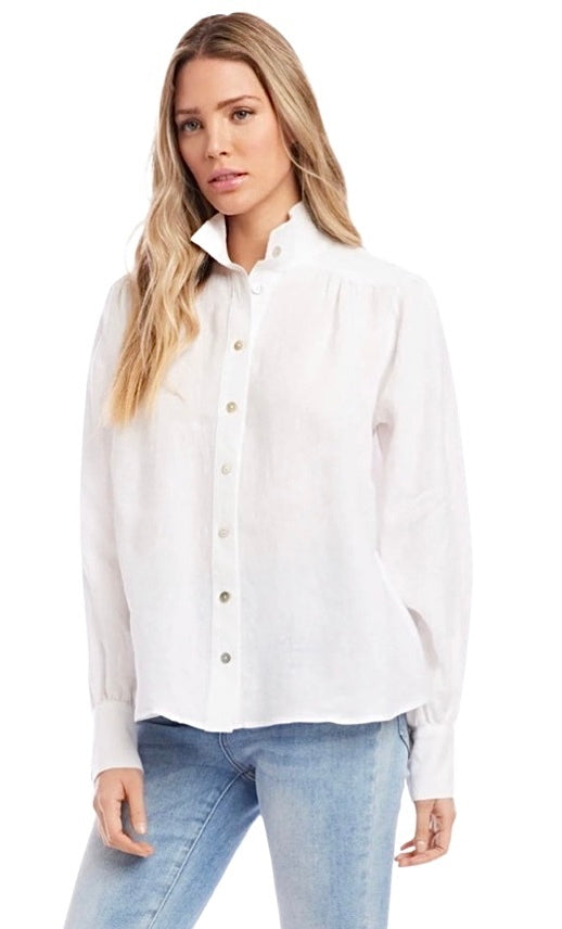 Shirred Button Up Blouse