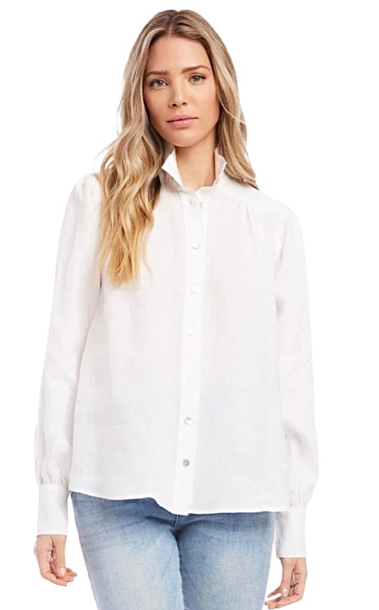 Shirred Button Up Blouse