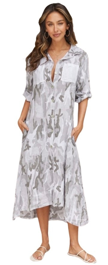 Italian Linen Camouflage Dress