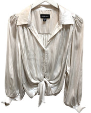 Metallic Tie Front Shirt