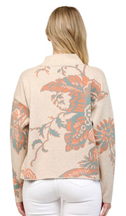 Floral Accent Mock Neck Sweater