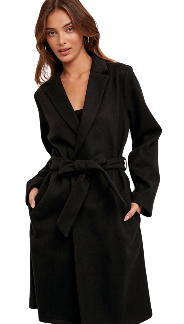 Belted Soft Coat w/Side Pockets