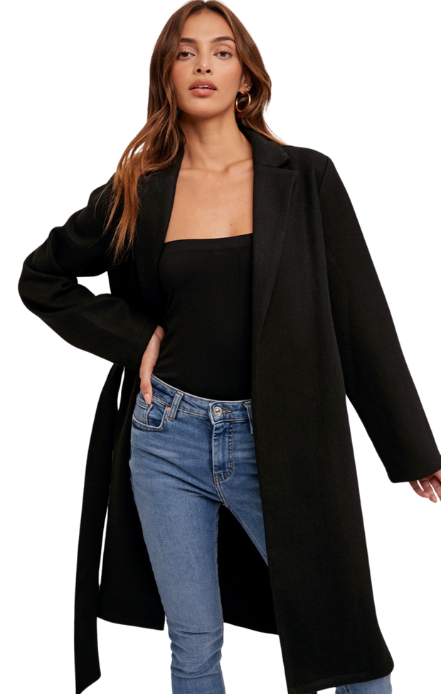 Belted Soft Coat w/Side Pockets