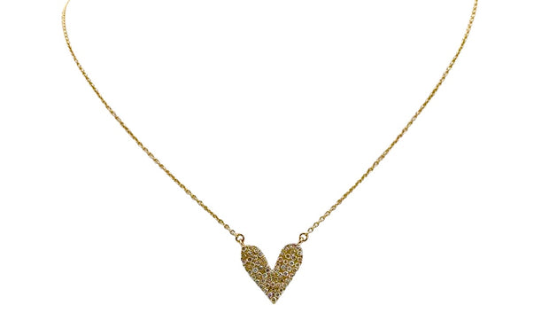 14kt Gold Paved Diamond Heart Necklace