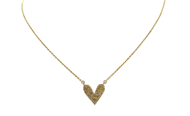 14kt Gold Paved Diamond Heart Necklace