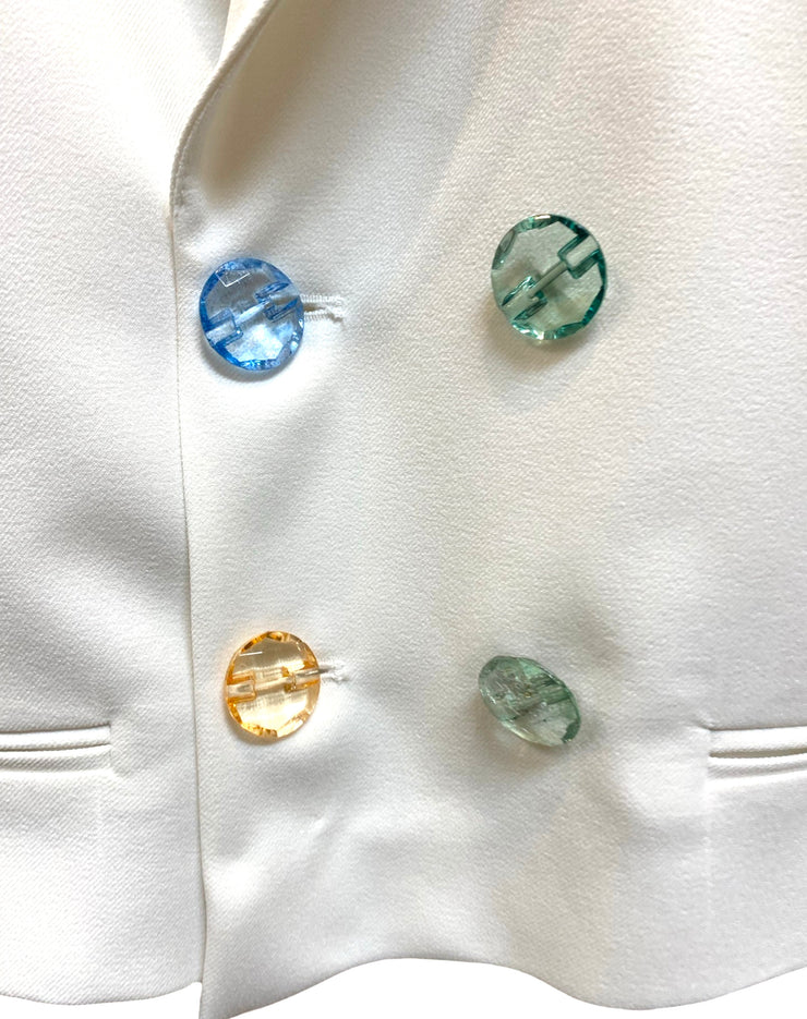 Cropped Double Breasted Blazer Multi Colored Buttons