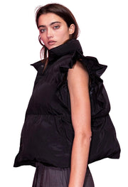 Ruffle Sleeve Crop Down Vest