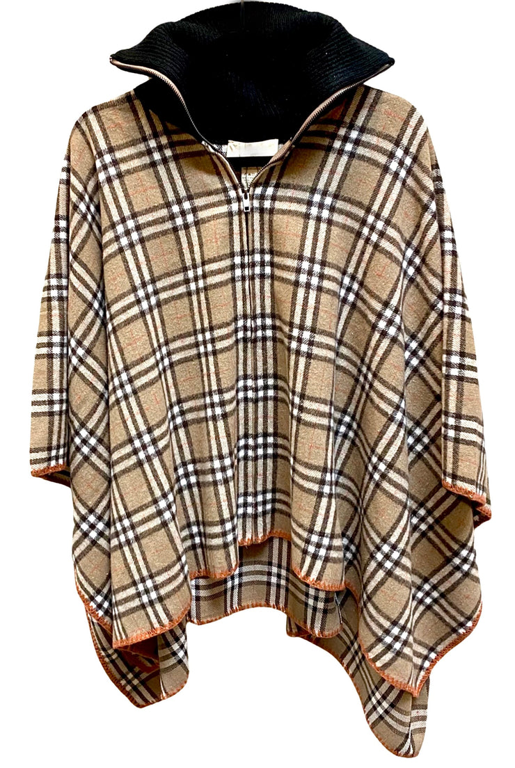 Burberry Poncho w/ Zip Front Collar
