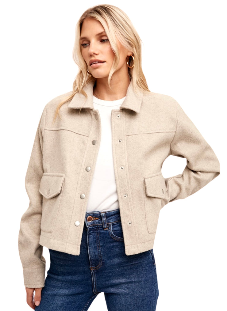 Cropped Button Front Jacket