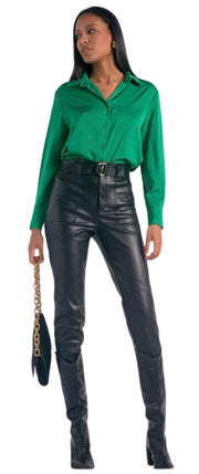 Button Front Satin Shirt