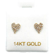 Paved Diamond Heart Stud Earrings